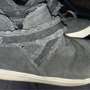 Black High-Top Slip-On Sneakers with Studded Straps